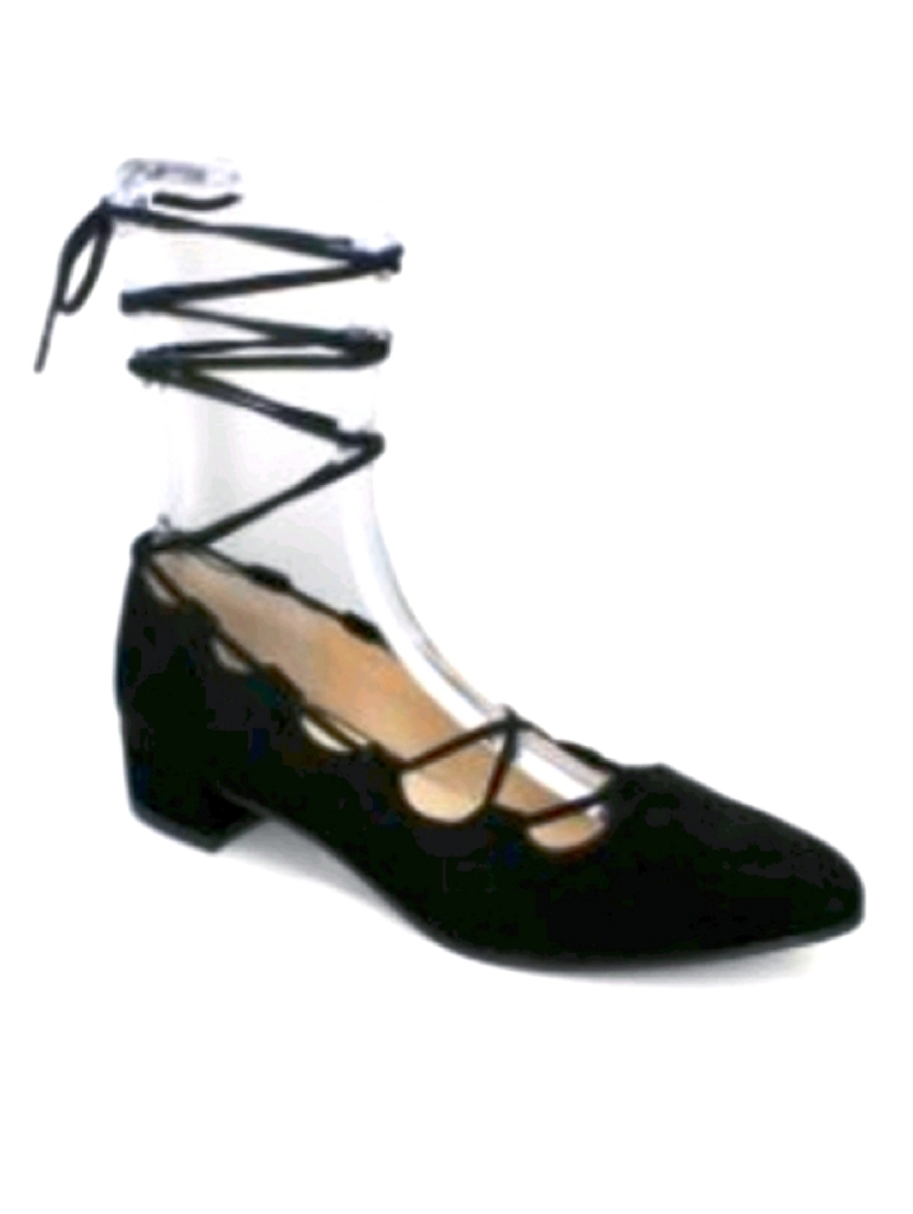 Sacha London CORDU Black Suede Lace Up Pumps SZ 8 Pointed Ballet Flats